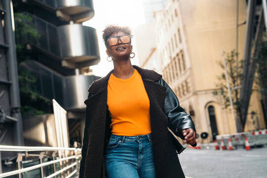 Happy cool woman