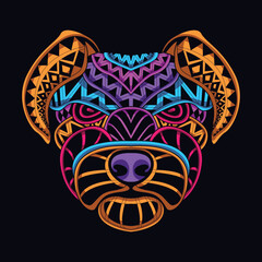 dog neon zentangle artwork illustration