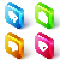 Fototapeta premium Set Isometric line Balloons, Suitcase for travel, Peace and Love peace icon. Vector