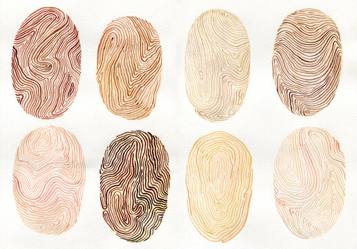Different but equal concept. Finger prints illustration