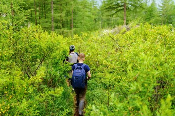 People hiking in the forest 
