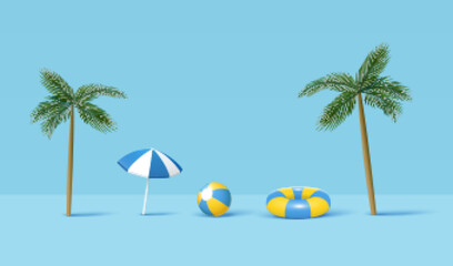 Fototapeta na wymiar 3d cute cartoon set of beach toys