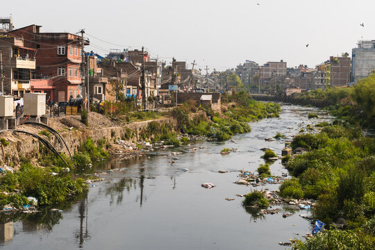 River filled with trash