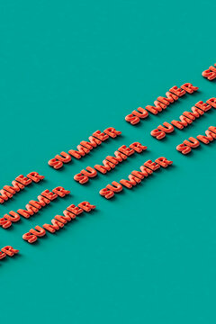 rows of summer text on a green background