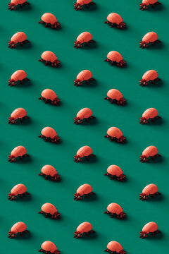 pattern of many pink ladybugs
