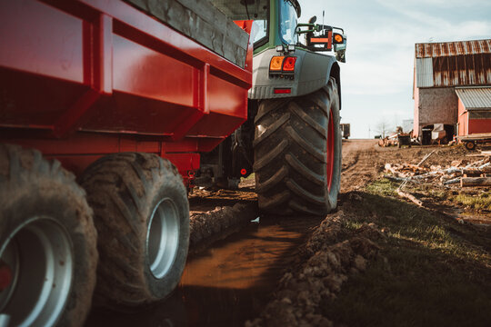 close up of tractor on a farm