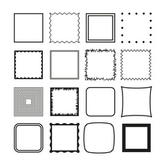 Retro frame. Hand drawn Square frame. Vector illustration. Stock image. 