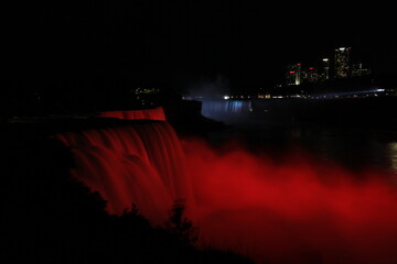 Colorful falls at night