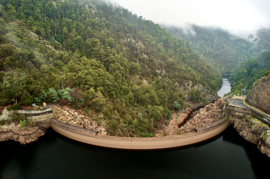 Renewable Hydro Electric Energy Power Dam In Green Rainforest