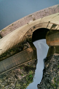 River dam generates hydro electricity; renewables, Tasmania, Australia