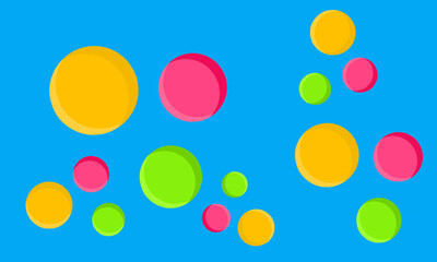 Vector illustration. Circles with colorful colors with several sizes. Can be used as a background. Design for bed sheet and pillowcase or bolster. With a blue background.
