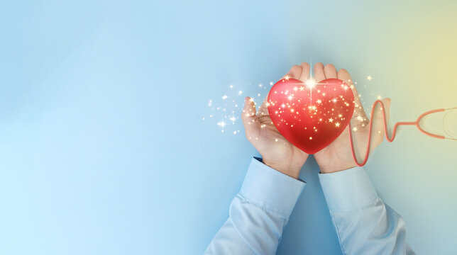 Hand holdingHand holding heart and health care, world heart day heart and health care, world heart day