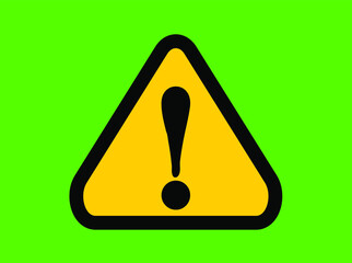 Black hazard warning icon. Danger warning attention symbol, caution sign in yellow triangle isolated vector illustration flat style on white background