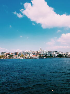 View from The Bosporus river on the city of Istanbul in Turkey