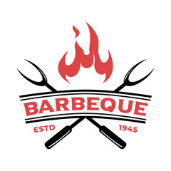 barbeque logo template in simple style on isolated background