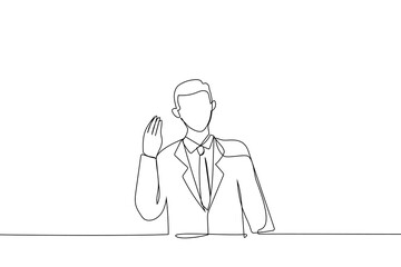 Illustration of Young businessman doing a typical italian gesture symbol or expression with hand. One line art style