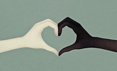 Illustration of two heart shaped hands