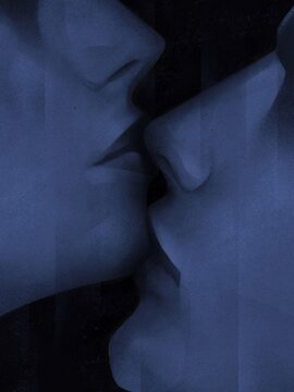 two people kissing illustration