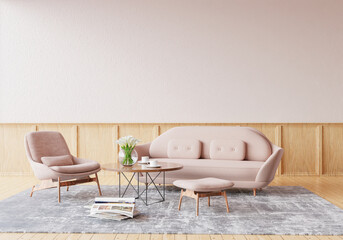 minimal room and decoration copy space - wall. 3D rendering.