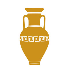 Vector illustration of a hand drawn clay jug with greek ornament isolated on a white background.