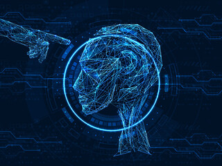 2d illustration Abstract futuristic electronic circuit technology background