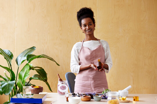 Black female advertising handmade cosmetics