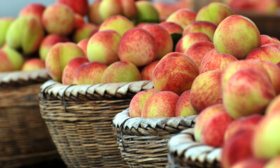 Peaches in a baskets
