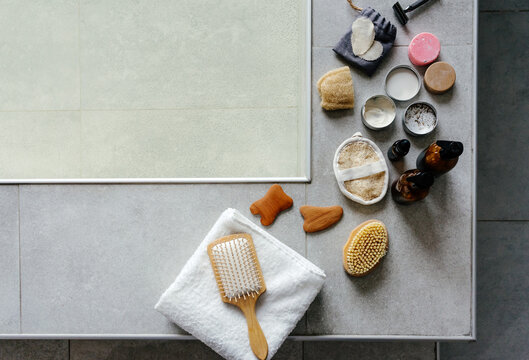 Skin care tools in bathroom