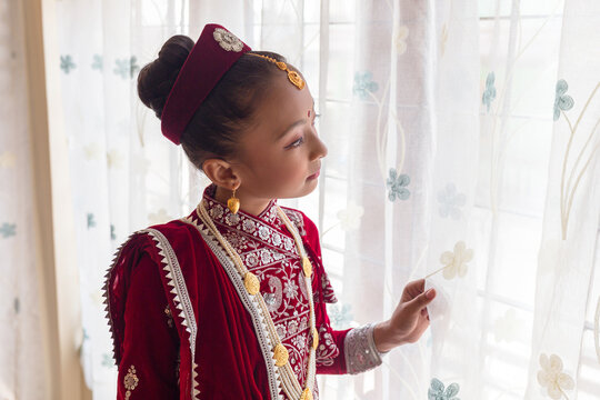 Nepali girl in traditional attire 
