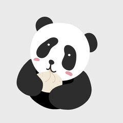Panda eat Chinese bun cartoon vector illustration	