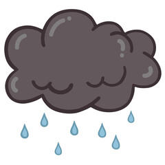 Cloud Rain Grey Dark Raindrop Drawing Doodle Vector Illustration Icon