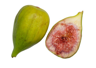 Fig cut in half. Fresh raw fruit. Fig. Figs with seeds. The pulp of a juicy fruit.