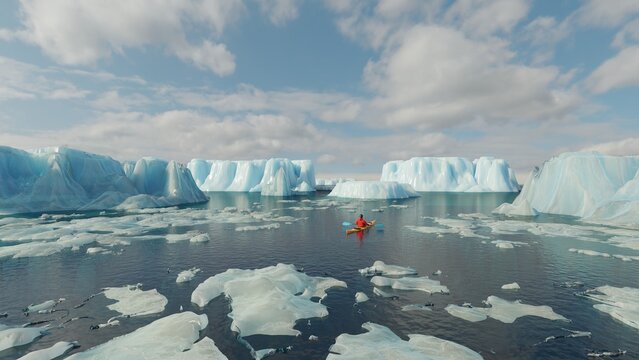 Kayaking through sea ice