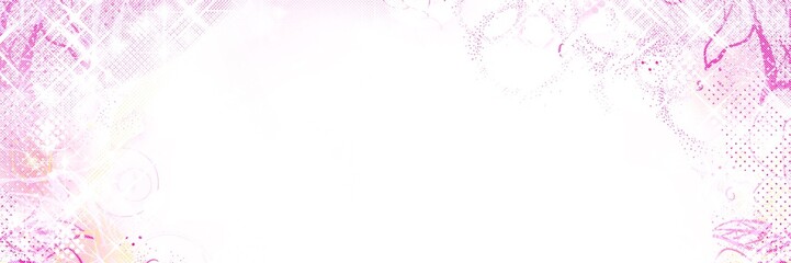 ワイドサイズの70年代少女漫画キラキラ薔薇の園背景ペン画カラーイラスト