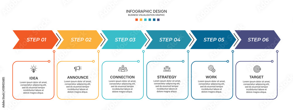 Poster Steps business data visualization timeline process infographic presentation template design with icons