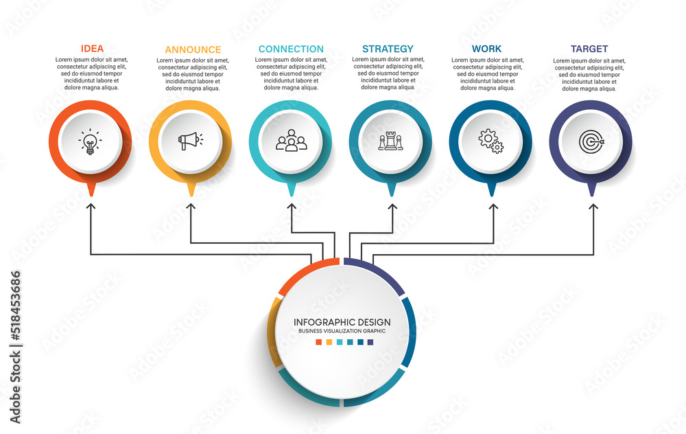 Fototapete Steps business data visualization timeline process infographic presentation template design with icons