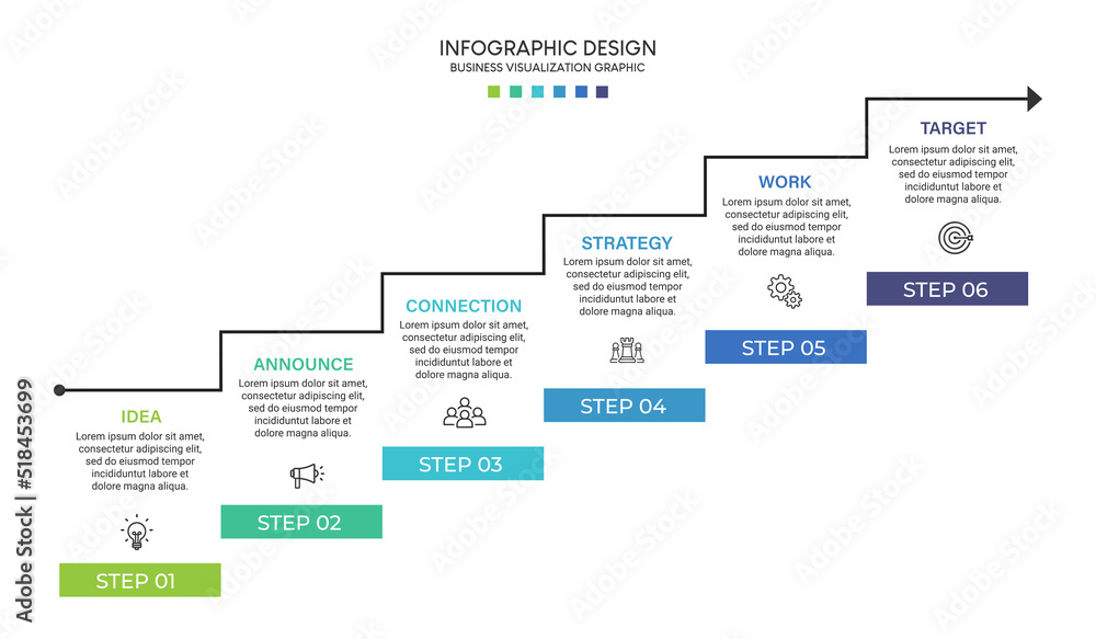 Poster Steps business data visualization timeline process infographic presentation template design with icons
