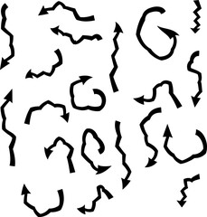 Isolated vector hand drawn arrows set on a white background