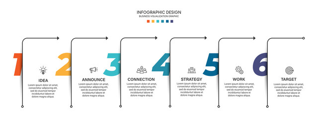 Steps business data visualization timeline process infographic presentation template design with icons