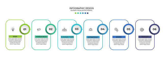 Steps business data visualization timeline process infographic presentation template design with icons