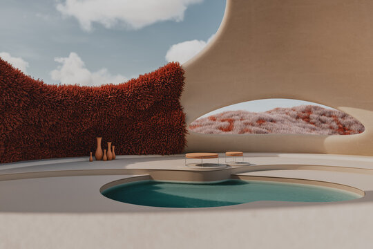 futuristic metaverse space at day