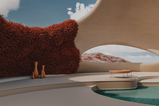 futuristic metaverse space at day