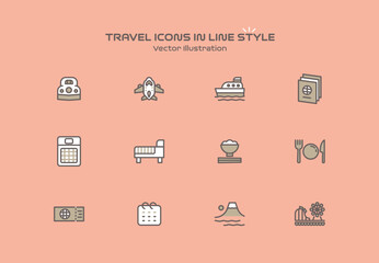 旅行のアイコンセット