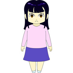ちびキャラのイラスト（女性・正面）