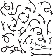 Isolated vector hand drawn arrows set on a white background