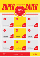 Super saver supermarket and groceries promotion flyer catalog template