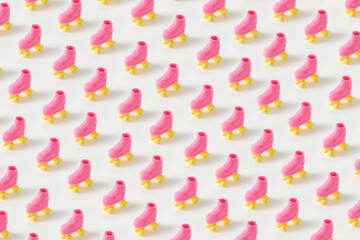 Seamless pattern of colorful roller skates