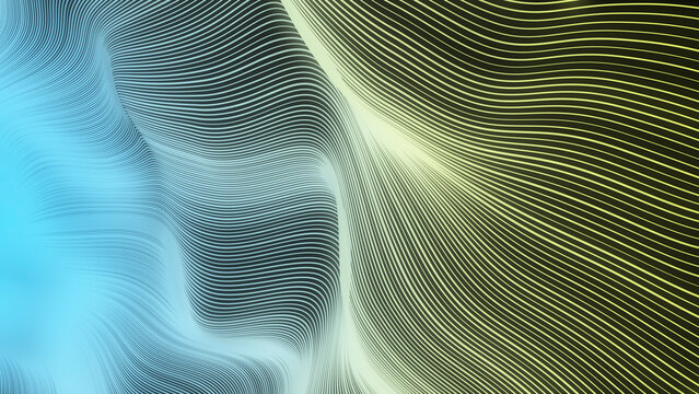 Fototapeta 3D render of wavy geometric lines