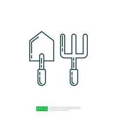 mini Shovel and rake. Farming icon