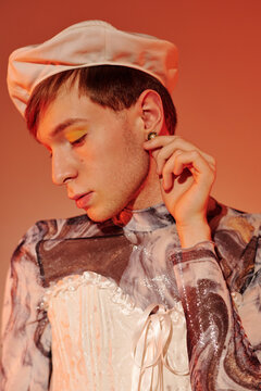 Stylish Queer Man Studio Portrait Shot